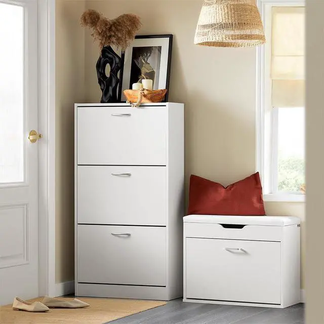 Alt view image 7 of 7 - Haotian White Shoe Cabinet Entryway