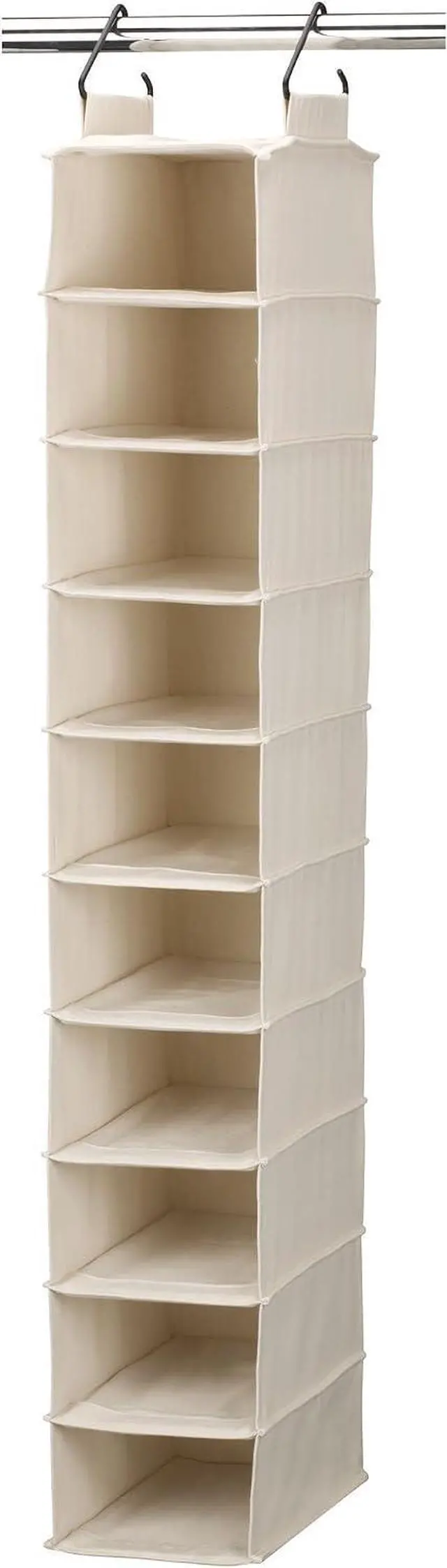 Main image of Household Essentials Hanging Shoe Organizer, 10 Wide Cubbies with Cedarline Pockets, Heavy-Duty Cotton Canvas, Removable and Industrial Hooks, Natural