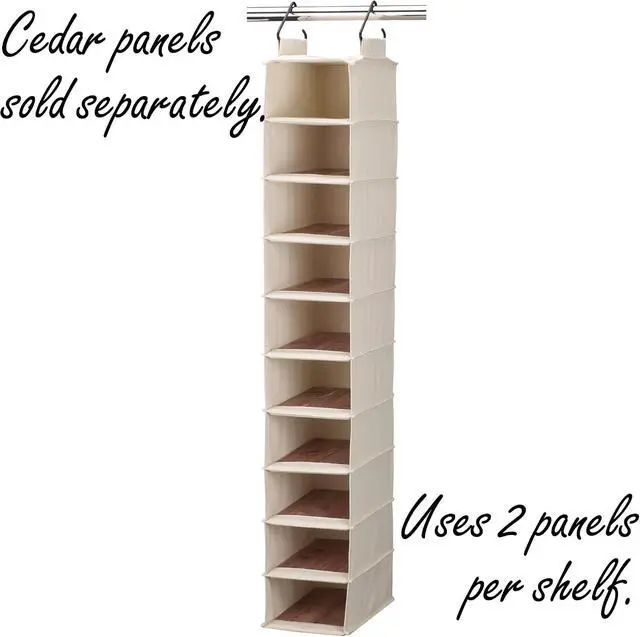 Alt view image 5 of 5 - Household Essentials Hanging Shoe Organizer, 10 Wide Cubbies with Cedarline Pockets, Heavy-Duty Cotton Canvas, Removable and Industrial Hooks, Natural