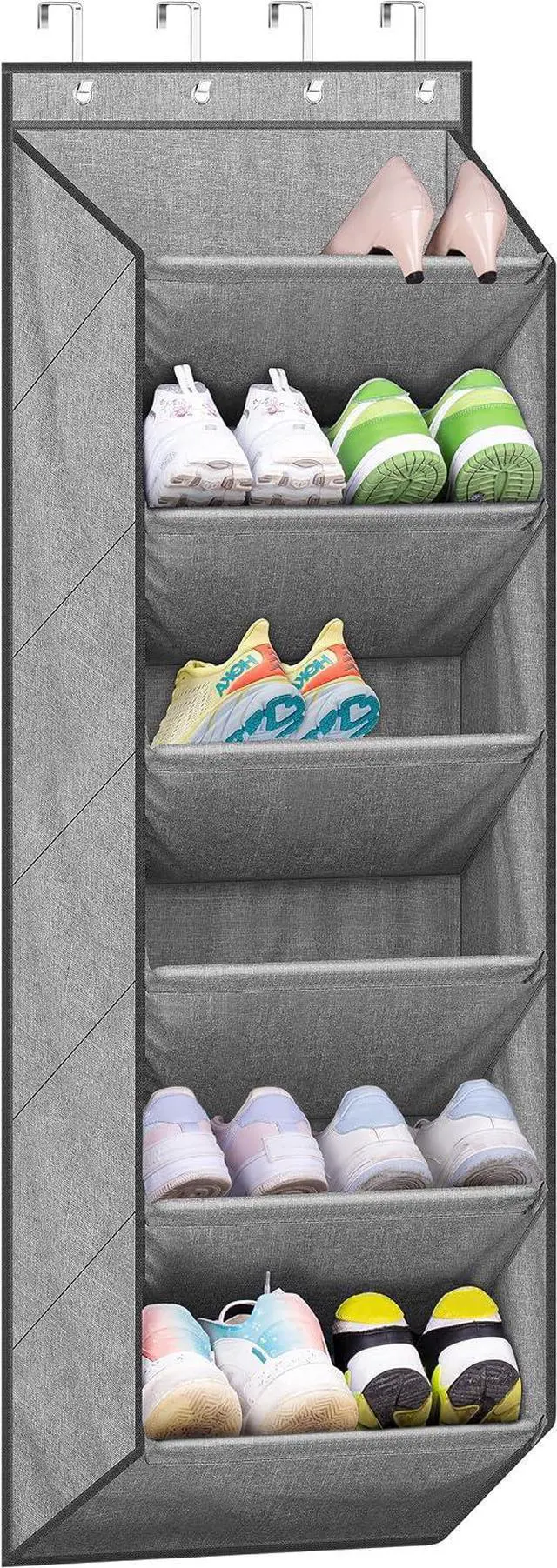 Main image of SLEEPING LAMB Over The Door Shoe Organizer for Closet with Large Deep Pockets, Narrow Shoe Rack for Door Hanging Boots Storage, Grey