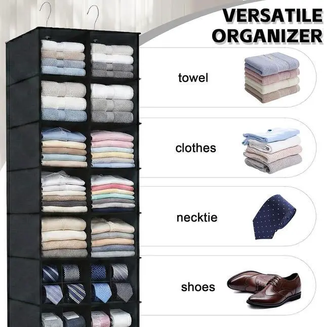 Alt view image 7 of 7 - 20 Section Hanging Shoe Organizer for Closet, Black