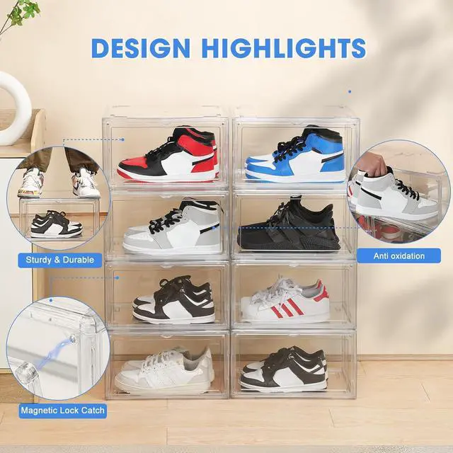 Alt view image 7 of 7 - HIYOHIYO Clear Shoe Storage Box with Large Capacity Fits US Size 14, 1-Pack
