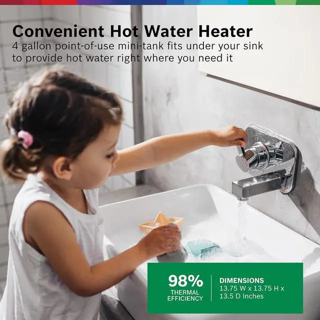 Alt view image 2 of 7 - BOSCH Electric Mini-Tank Water Heater Tronic 3000 T 4-Gallon (ES4) - Eliminate Time for Hot Water - Shelf, Wall or Floor Mounted