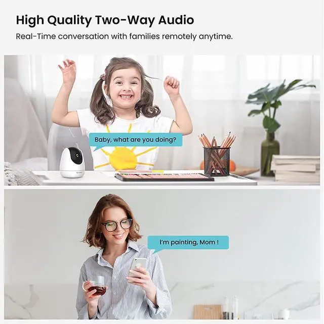 Alt view image 5 of 7 - Tenda CP6 2K Indoor Wireless Pan Tilt Cameras for Home Security, Baby Monitor, Pet Camera with Phone APP, 2-Way Audio, Night Vision, Auto Tracking, Siren, AI Human & Motion Detection