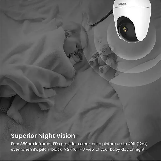 Alt view image 7 of 7 - Tenda CP6 2K Indoor Wireless Pan Tilt Cameras for Home Security, Baby Monitor, Pet Camera with Phone APP, 2-Way Audio, Night Vision, Auto Tracking, Siren, AI Human & Motion Detection