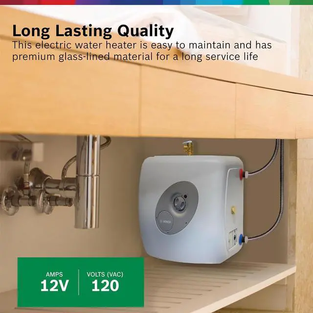 Alt view image 3 of 7 - Bosch Electric Mini-Tank Water Heater Tronic 3000 T 7-Gallon (ES8) - Eliminate Time for Hot Water - Shelf, Wall or Floor Mounted