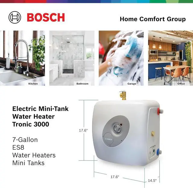 Alt view image 6 of 7 - Bosch Electric Mini-Tank Water Heater Tronic 3000 T 7-Gallon (ES8) - Eliminate Time for Hot Water - Shelf, Wall or Floor Mounted