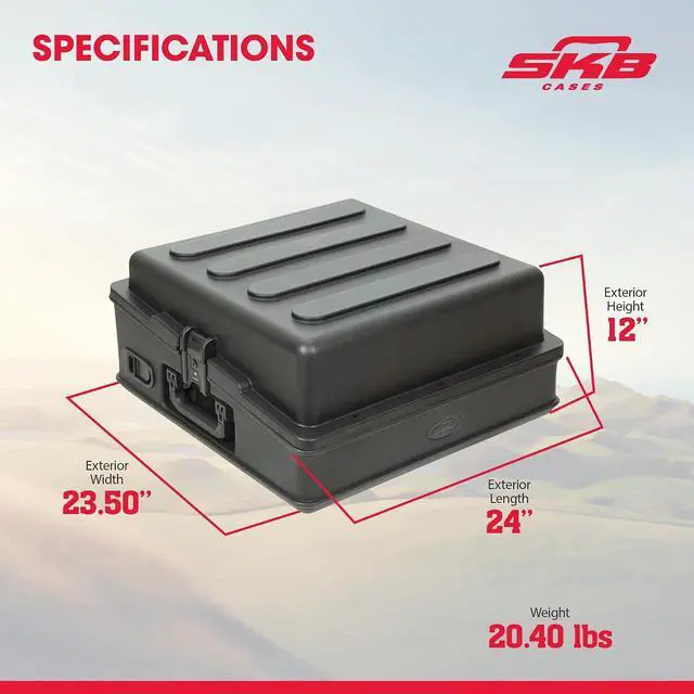 Alt view image 3 of 7 - SKB Cases 1SKB-R100 Roto-Molded 10U Top Mixer Rack, Teel Threaded Rails, Hard Lid and Removable Back Door, (2) Carrying Handles