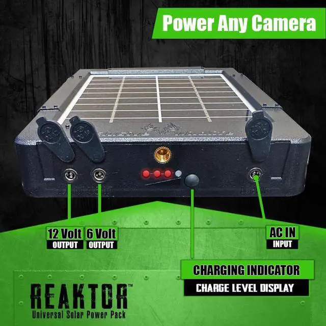 Alt view image 2 of 7 - Elusive Wildlife Reaktor Universal Solar Power Pack for Security Camera, Trail Camera, Game Camera Compact Solar Panel with Rechargeable Battery & Mounting Bracket for Hunters 3 watt Panel, 12V, 6V
