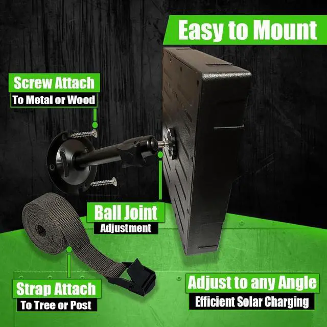 Alt view image 3 of 7 - Elusive Wildlife Reaktor Universal Solar Power Pack for Security Camera, Trail Camera, Game Camera Compact Solar Panel with Rechargeable Battery & Mounting Bracket for Hunters 3 watt Panel, 12V, 6V
