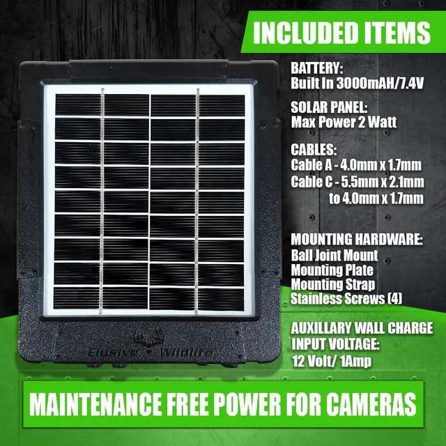 Alt view image 5 of 7 - Elusive Wildlife Reaktor Universal Solar Power Pack for Security Camera, Trail Camera, Game Camera Compact Solar Panel with Rechargeable Battery & Mounting Bracket for Hunters 3 watt Panel, 12V, 6V