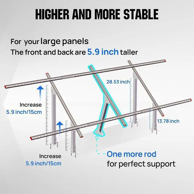 Alt view image 4 of 7 - ECO-WORTHY Upgraded Solar Ground Mount Adjustable Multi-Pieces Solar Panel Mounting Brackets Kit System for 4pcs 200W/3pcs 300W/2pcs 400W Solar Panels for Ground,Open Space, Cabins and Backyard Sheds
