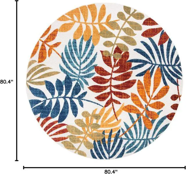 Alt view image 2 of 5 - SAFAVIEH Washable Rug Outdoor Cabana Collection - 6'7" Round, Cream & Red, Non-Shedding & Easy to Clean, Ideal for Patio, Backyard, Mudroom (CBN814A)