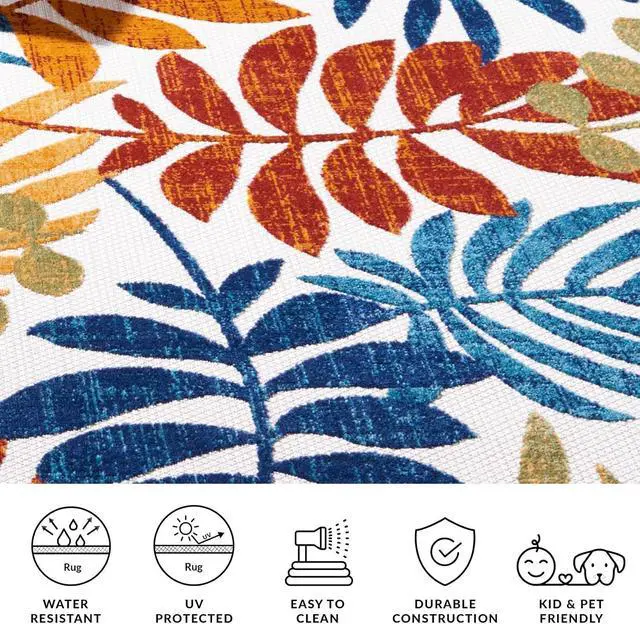 Alt view image 5 of 5 - SAFAVIEH Washable Rug Outdoor Cabana Collection - 6'7" Round, Cream & Red, Non-Shedding & Easy to Clean, Ideal for Patio, Backyard, Mudroom (CBN814A)