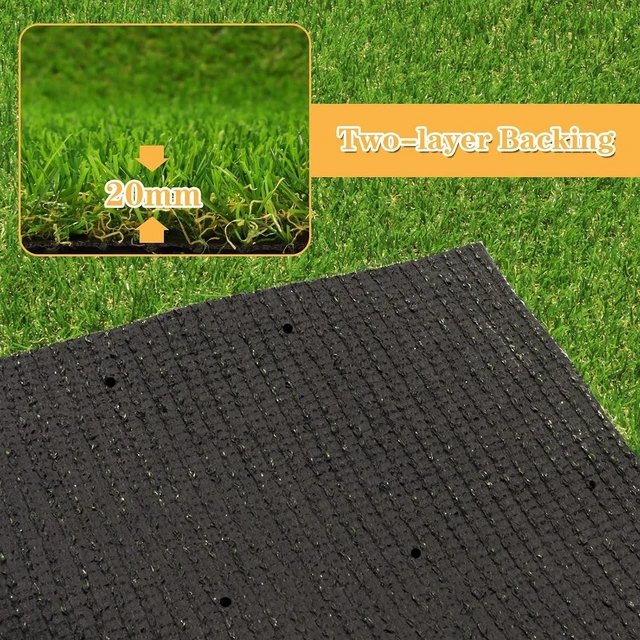 Alt view image 3 of 7 - FREADEM Artificial Grass Astroturf Rug 4 FT 10 in * 8 FT, Realistic Fake Grass Mat with Drainage, Indoor Outdoor Lawn Turf for Pets Dogs, Garden, Patio, Balcony, Backyard, Custom Size
