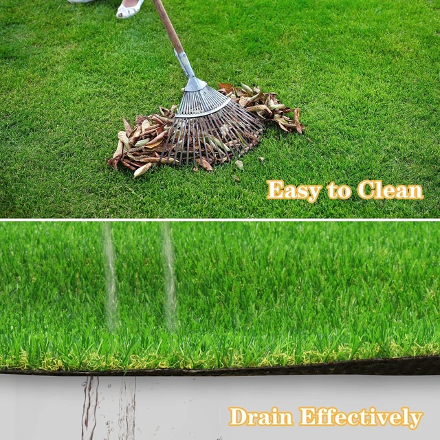 Alt view image 5 of 7 - FREADEM Artificial Grass Astroturf Rug 4 FT 10 in * 8 FT, Realistic Fake Grass Mat with Drainage, Indoor Outdoor Lawn Turf for Pets Dogs, Garden, Patio, Balcony, Backyard, Custom Size