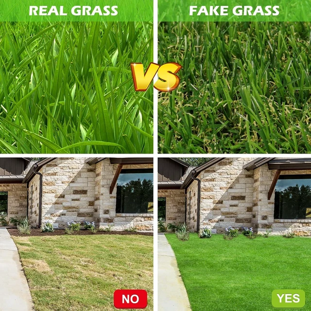 Alt view image 4 of 7 - AYOHA 3 FT x 5 FT Artificial Grass, Synthetic Realistic Fake Turf Grass Thick Lawn Pet Turf, Astroturf Rug Carpet for Indoor/Outdoor Landscape Balcony Patio Decor, Easy to Clean with Drain Holes