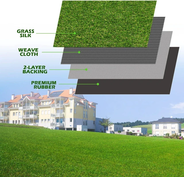 Alt view image 6 of 7 - AYOHA 3 FT x 5 FT Artificial Grass, Synthetic Realistic Fake Turf Grass Thick Lawn Pet Turf, Astroturf Rug Carpet for Indoor/Outdoor Landscape Balcony Patio Decor, Easy to Clean with Drain Holes