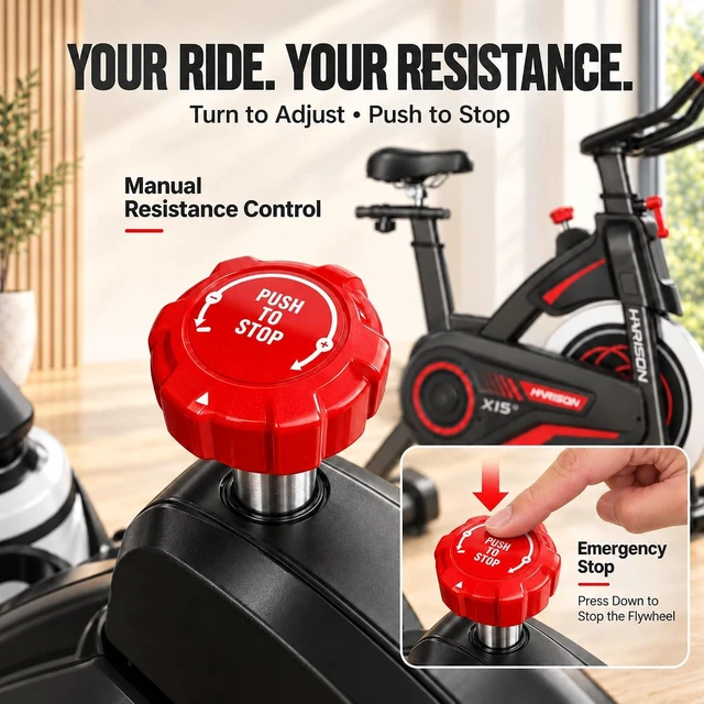 Alt view image 6 of 7 - HARISON Magnetic Exercise Bike, 350 lb Capacity Stationary Bike for Home with Bluetooth App Connectivity, Quiet Indoor Cycling Bike with Adjustable Seat & Handlebars, Tablet Holder