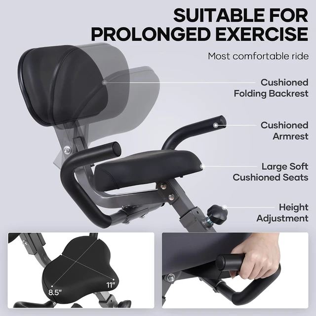Alt view image 5 of 7 - Foldable Exercise Bike, 10-Level Magnetic Stationary Bike for Home