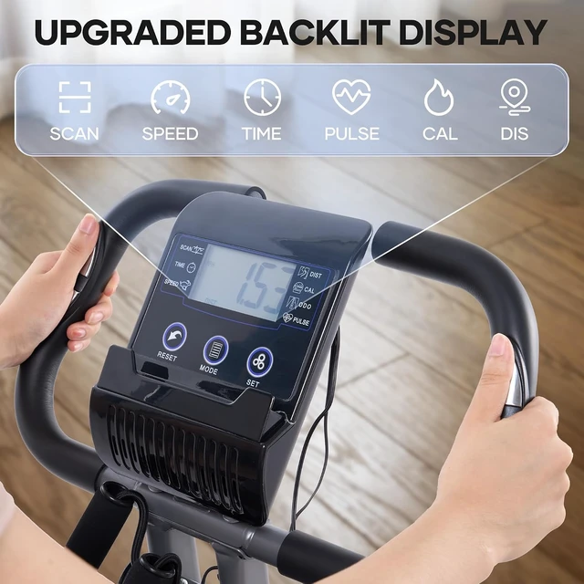 Alt view image 6 of 7 - Foldable Exercise Bike, 10-Level Magnetic Stationary Bike for Home
