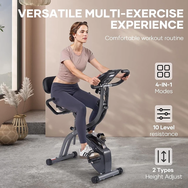 Alt view image 2 of 7 - Foldable Exercise Bike, 10-Level Magnetic Stationary Bike for Home