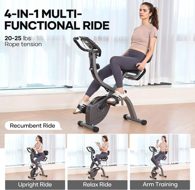 Alt view image 3 of 7 - Foldable Exercise Bike, 10-Level Magnetic Stationary Bike for Home