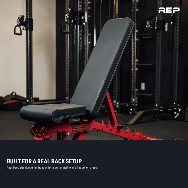 Alt view image 3 of 7 - REP FID Foldable Weight Bench, Incline Decline Chair for Home Gym, Compact Portable Stationary Equipment, Heavy Duty Strength Training Platform, Adjustable Situp Dumbbell Workout Support, AB-3000
