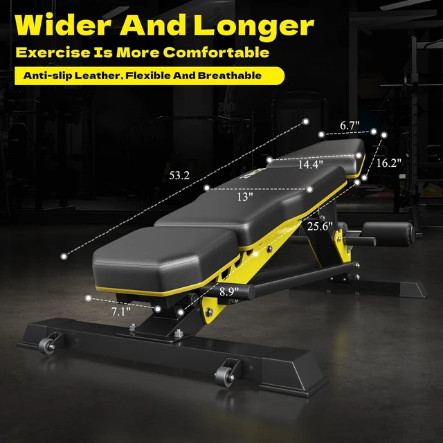 Alt view image 5 of 6 - DONIUZ Adjustable Weight Bench for Home Gym, 1200LB Heavy Duty Commercial Workout Bench, Multi-Position Incline Decline Flat FID Bench Press with Headrest & Leg Rollers for Full Body Strength Training