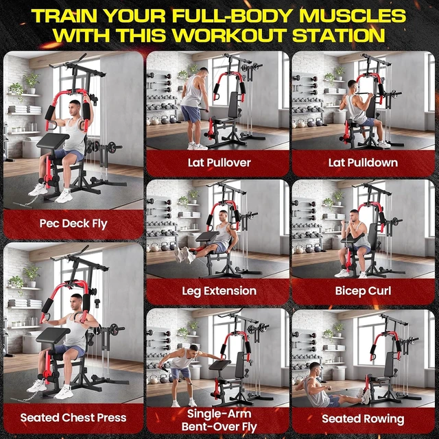 Alt view image 7 of 7 - OPPSDECOR Home Gym Equipment, Workout Machine with LAT Pulldown Machine