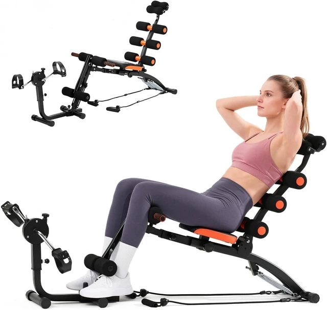 Alt view image 2 of 7 - Abdominal Workout Bench Adjustable Sit-Up Machine Home Gym Core Trainer for Abs, Crunches, Leg Raises Foldable, Heavy-Duty Steel Frame Max Weight 240LB