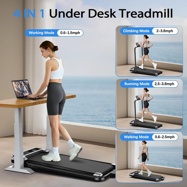 Alt view image 3 of 7 - AoraPulse Portable Foldable Treadmills for Home, Small Folding Treadmill for Home Office with 300 LBS Capacity, Walking Running Exercise Electric Compact Treadmill with LED Display