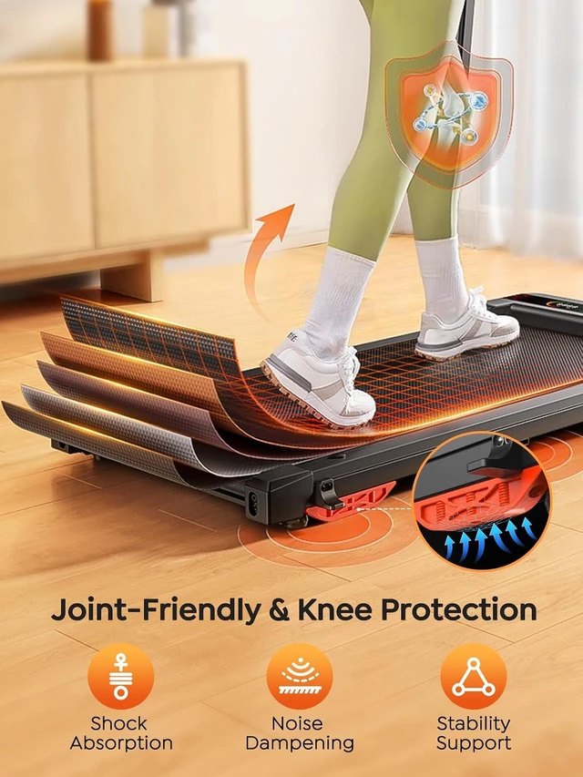 Alt view image 4 of 7 - Walking Pad Treadmill with 9% Incline & Dual LED Display, 4 in 1 Foldable Treadmill with Handle bar for Home/Office, 3.5HP Portable Under Desk Treadmills with Magnetic Remote & APP Control