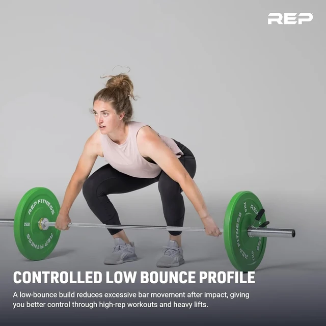 Alt view image 5 of 7 - REP Color Bumper Plates LB Olympic Barbell Weights Rubber Training Discs for Home Gym Strength Lifting, Low Bounce Durable, Weight Pairs & Sets 10 15 25 35 45 Pound Options