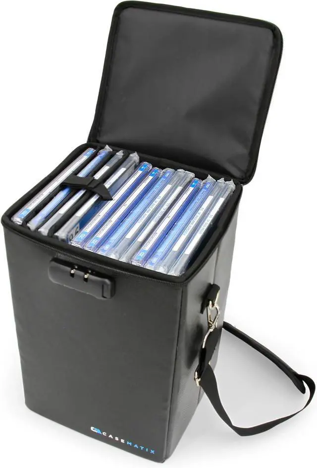 Main image of CASEMATIX Graded Comic Book Storage Travel Case Fits 15 CGC Graded Comics, Hard Shell Fire Resistant Comic Book Bin with Shoulder Strap and Three Comic Book Box Dividers, Includes Zipper Lock