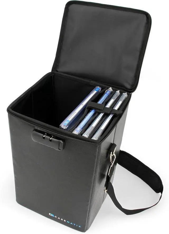 Alt view image 4 of 7 - CASEMATIX Graded Comic Book Storage Travel Case Fits 15 CGC Graded Comics, Hard Shell Fire Resistant Comic Book Bin with Shoulder Strap and Three Comic Book Box Dividers, Includes Zipper Lock