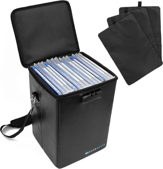 Alt view image 7 of 7 - CASEMATIX Graded Comic Book Storage Travel Case Fits 15 CGC Graded Comics, Hard Shell Fire Resistant Comic Book Bin with Shoulder Strap and Three Comic Book Box Dividers, Includes Zipper Lock