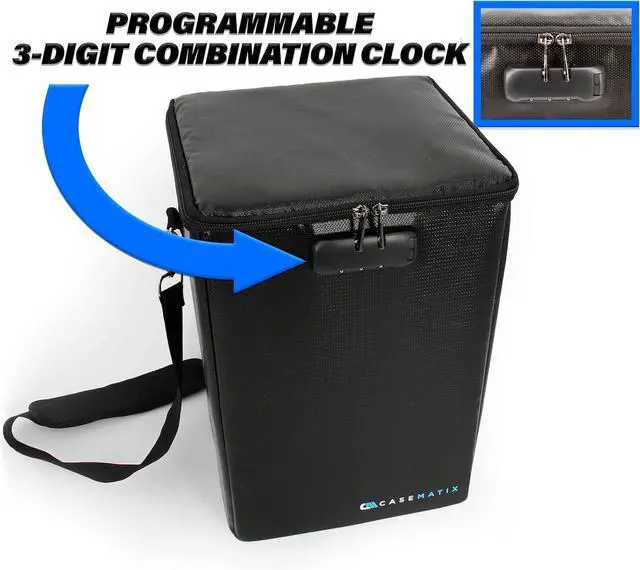 Alt view image 2 of 7 - CASEMATIX Graded Comic Book Storage Travel Case Fits 15 CGC Graded Comics, Hard Shell Fire Resistant Comic Book Bin with Shoulder Strap and Three Comic Book Box Dividers, Includes Zipper Lock