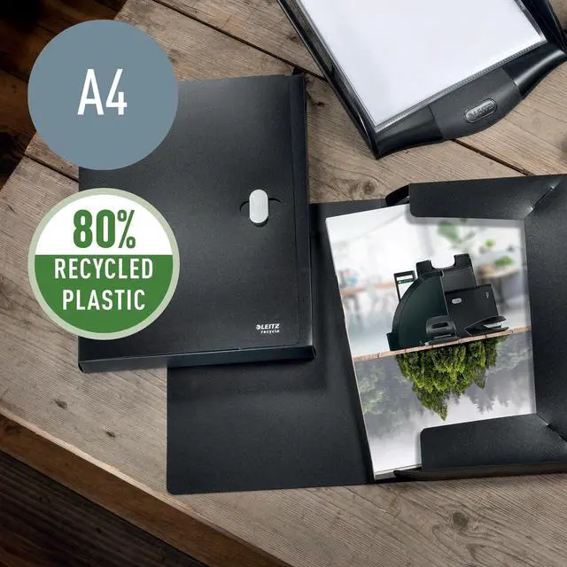 Alt view image 2 of 7 - Leitz A4 Box File, 250 Sheet Capacity, 100% Recyclable, Opaque Plastic, Eco Friendly, Recycle Range, 46230095, Dark Blue