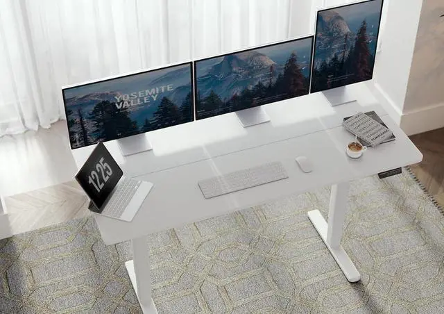 Alt view image 2 of 7 - Seang Standing Desk with Adjustable Height, Electric Stand Up Desk 55x24 Inch for Home Office, Studio, Computer Workstation, White