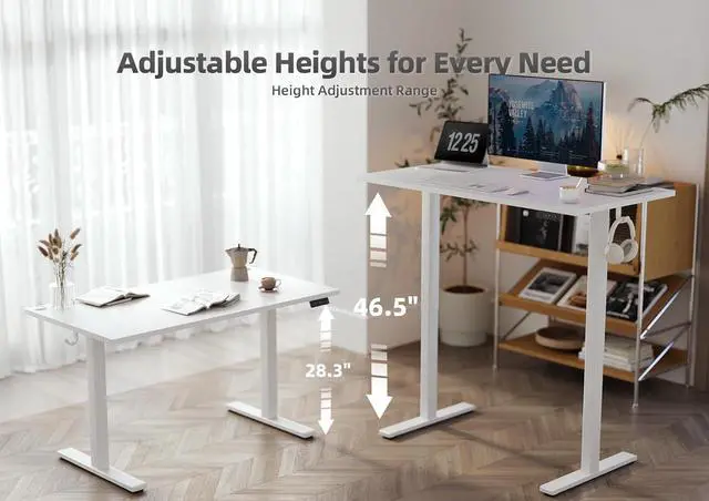 Alt view image 4 of 7 - Seang Standing Desk with Adjustable Height, Electric Stand Up Desk 55x24 Inch for Home Office, Studio, Computer Workstation, White