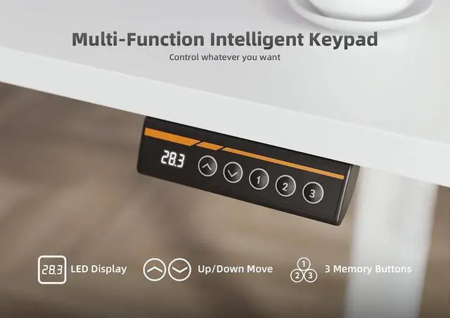 Alt view image 5 of 7 - Seang Standing Desk with Adjustable Height, Electric Stand Up Desk 55x24 Inch for Home Office, Studio, Computer Workstation, White