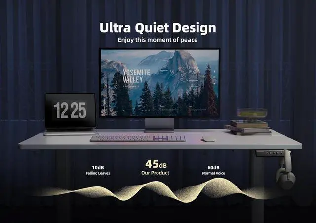 Alt view image 6 of 7 - Seang Standing Desk with Adjustable Height, Electric Stand Up Desk 55x24 Inch for Home Office, Studio, Computer Workstation, White