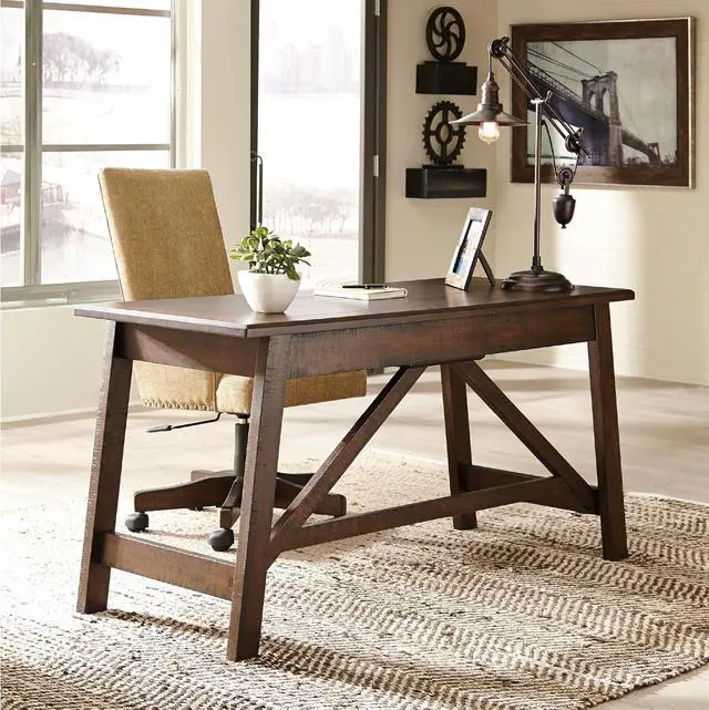 Alt view image 2 of 7 - Signature Design by Ashley Baldridge Rustic Home Office Desk, Distressed Brown