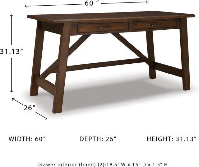 Alt view image 3 of 7 - Signature Design by Ashley Baldridge Rustic Home Office Desk, Distressed Brown