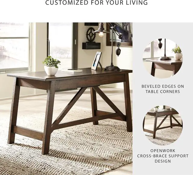 Alt view image 5 of 7 - Signature Design by Ashley Baldridge Rustic Home Office Desk, Distressed Brown