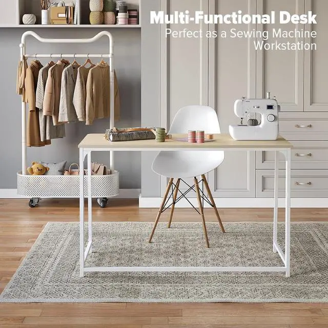 Alt view image 7 of 7 - WOHOMO Folding Desk, Small Foldable Desk 47.2" for Small Spaces, Space Saving Computer Table Writing Workstation for Home Office, Easy Assembly, Oak
