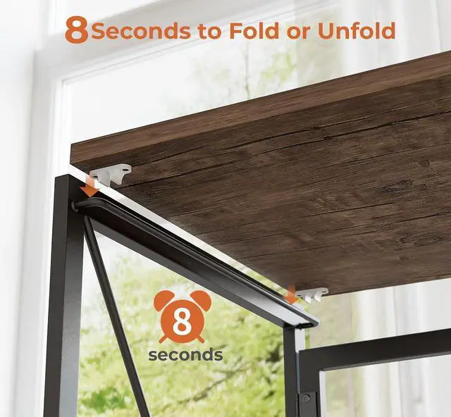 Alt view image 7 of 7 - Coavas Folding Desk No Assembly Required, 39.4 inch Writing Computer Desk Space Saving Foldable Table Simple Home Office Desk,Brown