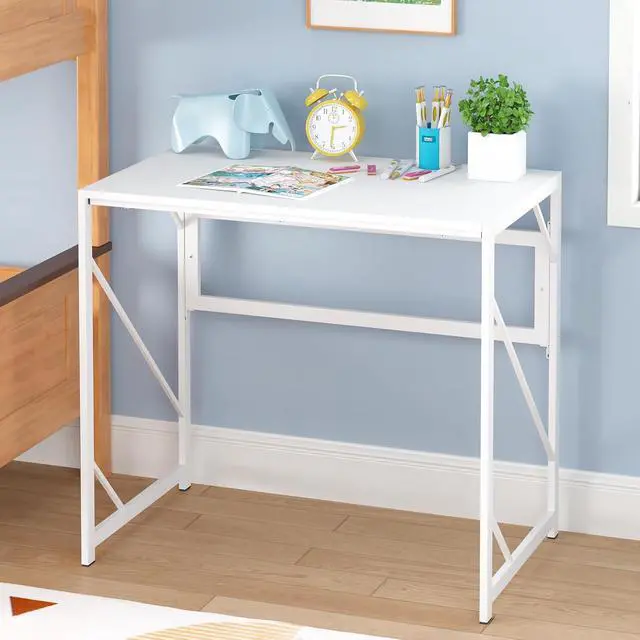 Alt view image 7 of 7 - Elephance Folding Desk Writing Computer Desk for Home Office, No-Assembly Study Office Desk Foldable Table for Small Spaces