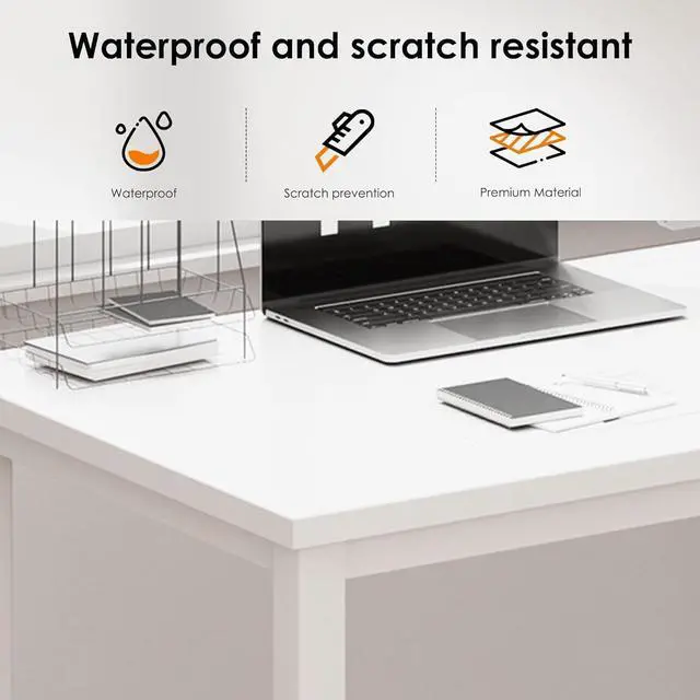 Alt view image 4 of 7 - DlandHome Computer Desk, Large Executive Office Desk Computer Table Study Writing Workstation for Home Office,White,70.8 x 31.5 inch